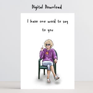 Carte de voeux imprimable - Kath Day en téléchargement numérique | Émission de télévision australienne emblématique drôle | humour noir | Carte d'anniversaire populaire.
