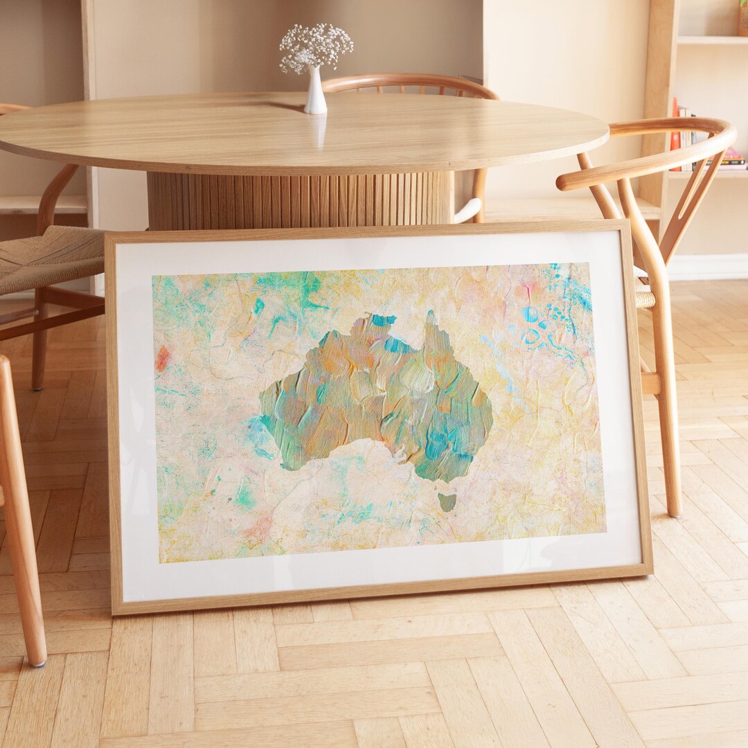 Abstract Australia Map Art Print – Textured Coastal Wall Decor ...