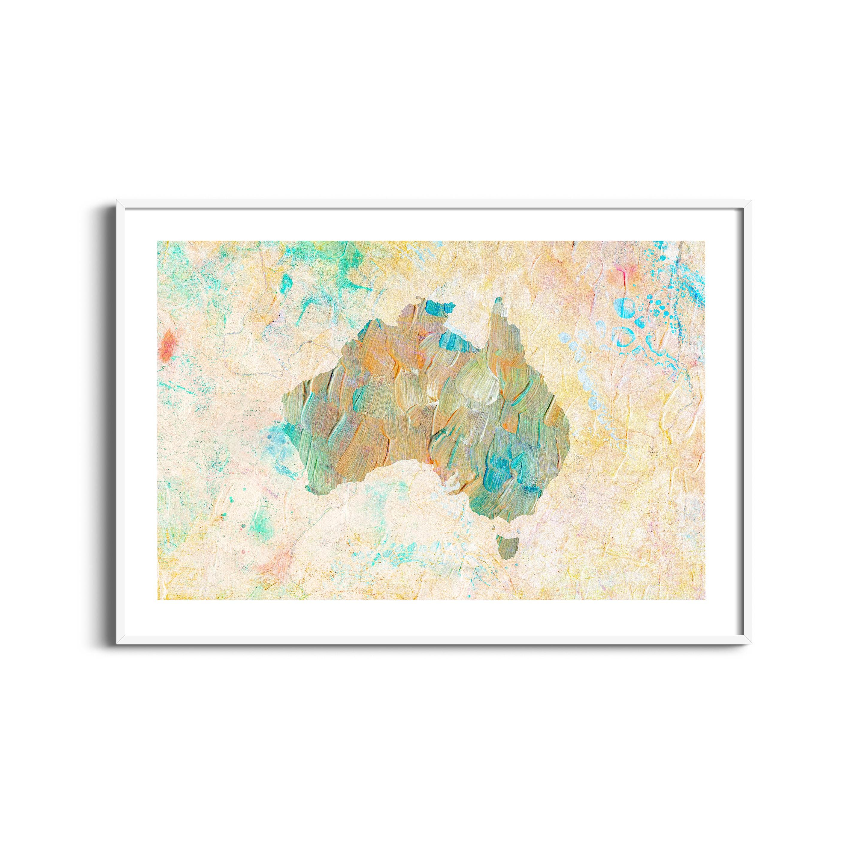 Abstract Australia Map Art Print – Textured Coastal Wall Decor ...