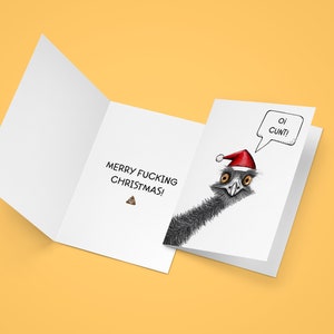 Funny Australian Emu Christmas card for festive jokes with friends and family. Xmas Card for the holiday season. image 3