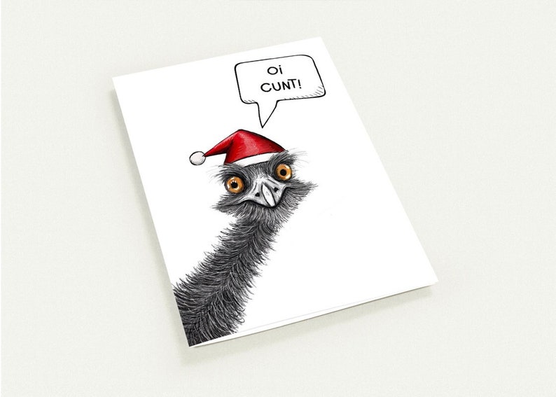 Funny Australian Emu Christmas card for festive jokes with friends and family. Xmas Card for the holiday season. image 2