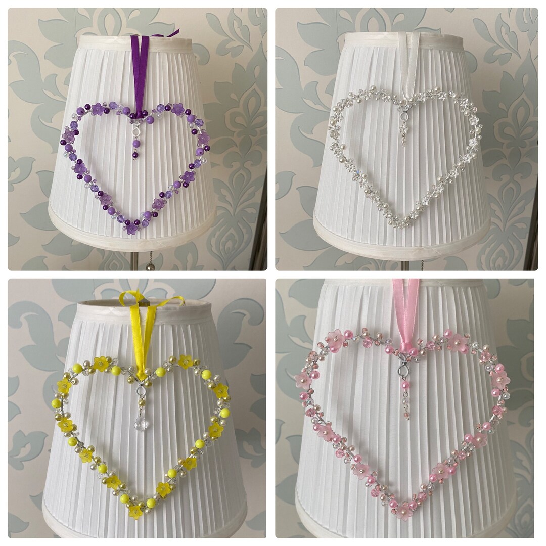 Pearl & Flower Acrylic Beaded Hanging Heart /home Etsy UK