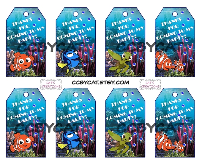 Finding Nemo Thank You Tags Digital File Instant Download - Etsy