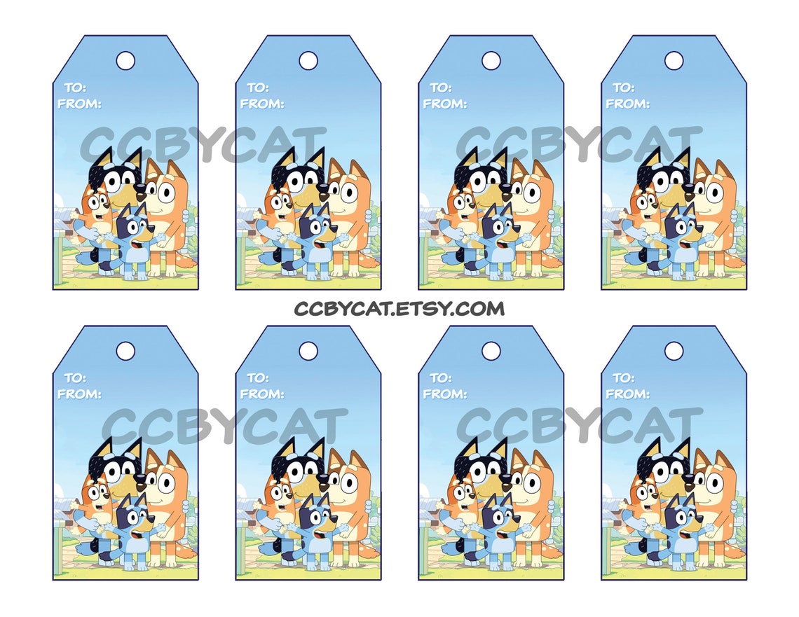 Bluey And Family Gift Tags Digital File Instant Download Etsy