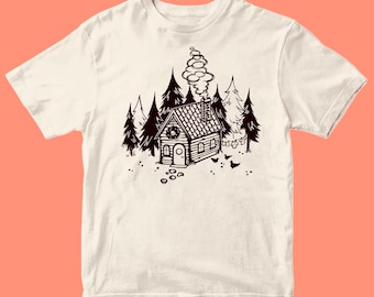 LITTLE CABIN Screen Printed Unisex Tee