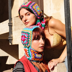Balaclava, Crochet Balaclava, Ski Mask, Granny Square Hat, Balaclava Knit, Colorful Balaclava, Crochet Ski Mask, Winter Hat