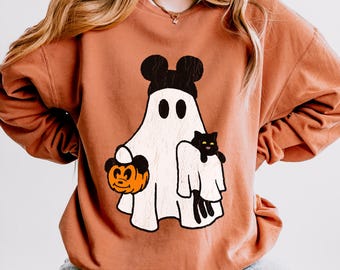 Halloween-tröja med sliten hals, magiska parker, semestertröja, temaparkinspirerad, estetisk trendig skjorta, vintagemagisk skjorta