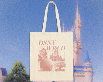 DSNY WRLD Canvas Tote Bag, Magic Theme Park Tote Bag, Magical Kingdom Canvas Tote Bag, Vacation Tote Bag, Cute Womens Tote Bag