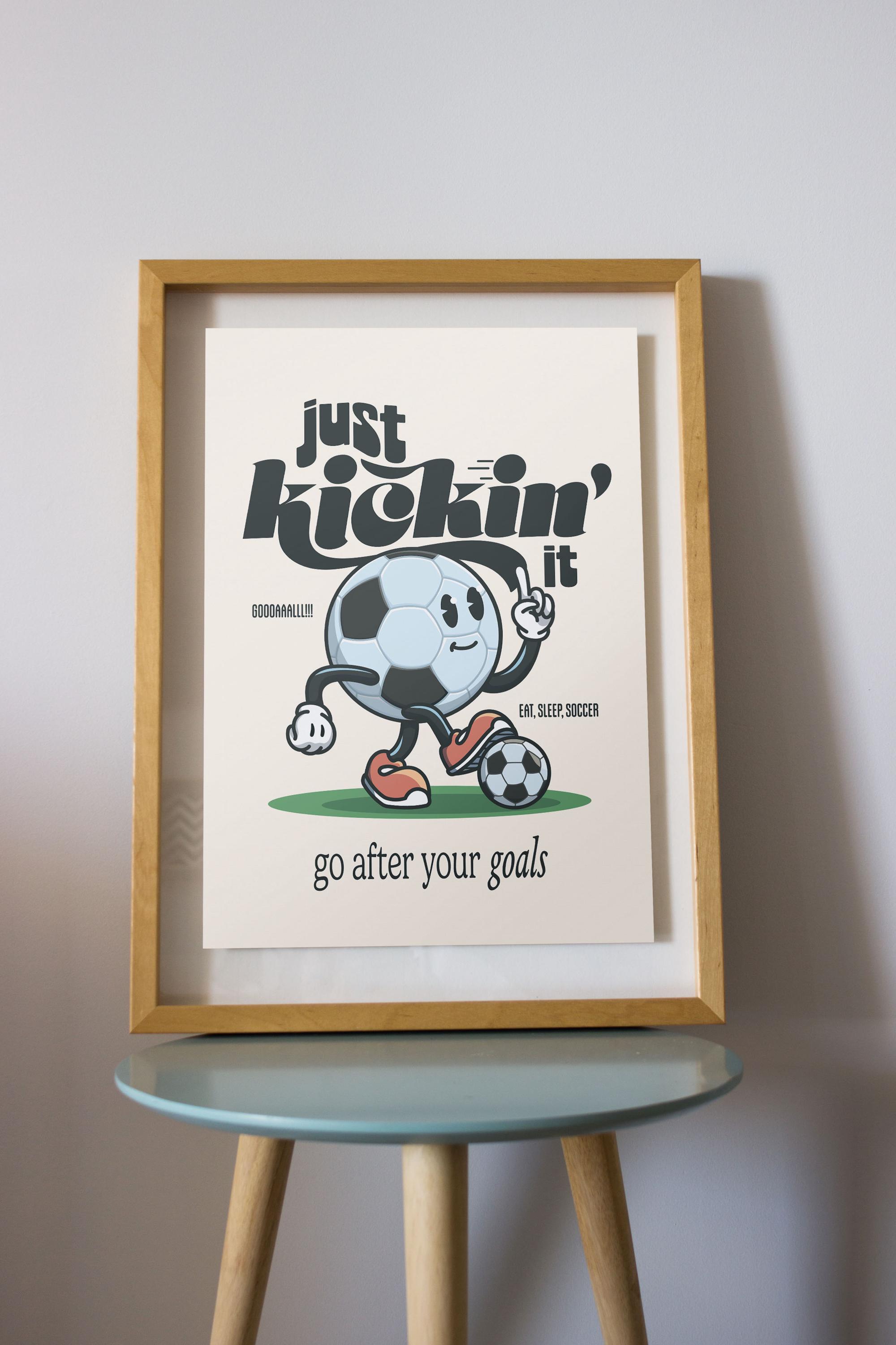 Discover Soccer Retro Character Wall Decor, Retro Inspirational Quote Wall Art, Poster Print, Vintage Poster, Vintage Soccer Poster