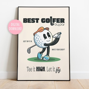 Golf Retro Charakter Wanddekor, Retro Inspirational Zitat Wandkunst, Digital Download Print, Vintage Poster
