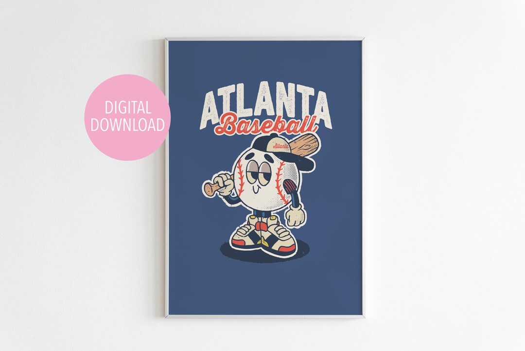 Atlanta Baseball Retro Character Wall Decor, Retro Atlanta Baseball ...