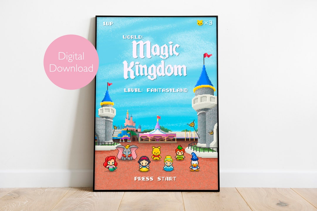 Fantasyland Retro Arcade Video Game Pixel Art Poster DIGITAL DOWNLOAD 2