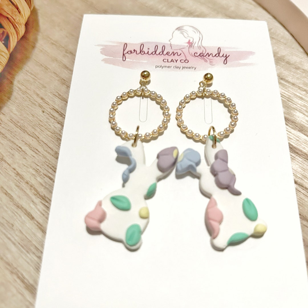 OUSIO Easter Bunny Earrings - Acrylic Dangle Jewelry With Basket & Eggs, Spring Festival Gift For Women - View #9