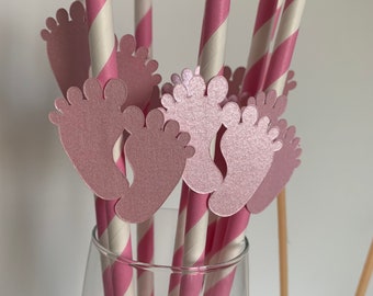 Baby Shower Baby feet and dummy straws, perfect for baby shower parties. 10 per pack.