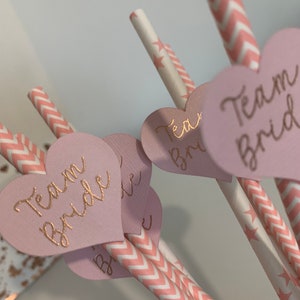 Team Bride Hen party straws, gold writing packs of ten image 1