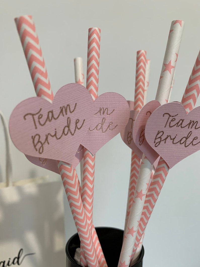 Team Bride Hen party straws, gold writing packs of ten image 2