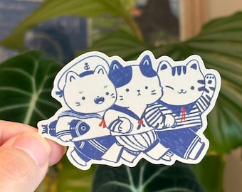 Pegatina de gato introvertido, gato marinero, pegatinas de persona con gatos, imán, gato atigrado, gato japonés, pegatinas de mujer loca por los gatos, pegatinas de animales, mamá gata