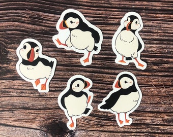 5 holiday funny puffin stickers/ Christmas puffin/ vinyl waterproof stickers/laptop phone case stickers/ bird stickers/ water bottle sticker