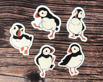 5 funny puffin stickers/ Christmas puffin/ vinyl waterproof stickers/laptop phone case stickers/ bird stickers/ water bottle sticker