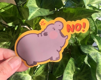 Moo Deng Hippo Sticker - Glossy Vinyl Animal Decal