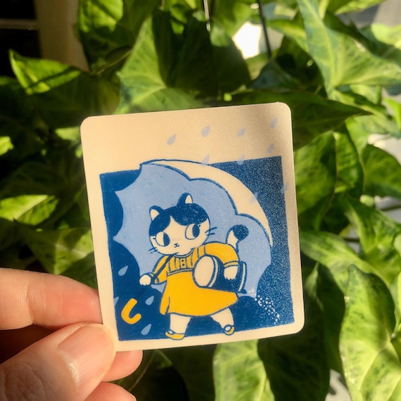 Salty cat sticker /Morton salt girl inspired/ cat person stickers/magnet/tabby cat/ Japanese cat / crazy cat lady stickers/animal stickers/