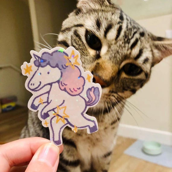Unicorn holographic sticker/animal sticker/glossy vinyl sticker/ cute unicorn