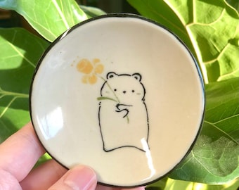 Hand made ceramic trinket dish, bear, elephant and fox, hand painted, perfect for desert,  jewelries, ring dish, dipping dish