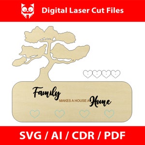 Tree of Life key holder Model 7 - Laser Cut Files - SVG+DXF+PDF+Ai - Instant Download