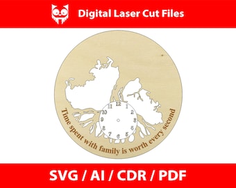 Tree of Life Wall Clock - Laser Cut Files - SVG+DXF+PDF+Ai - Instant Download