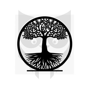 Árbol de la Vida con soporte Modelo 4 - Archivos cortados por láser - SVG+DXF+PDF+Ai - Descarga instantánea