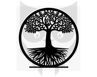 Tree of Life with support Model 4 - Laser Cut Files - SVG+DXF+PDF+Ai - Instant Download