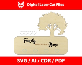 Tree of Life key holder Model 5 - Laser Cut Files - SVG+DXF+PDF+Ai - Instant Download