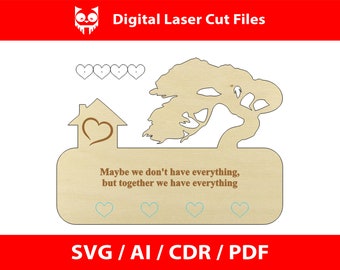 Tree of Life key holder Model 4 - Laser Cut Files - SVG+DXF+PDF+Ai - Instant Download