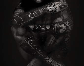 Polynesian Trans Woman | "Gently" | Urban Expressive Charcoal Drawing by Disabled, Transgender Artist