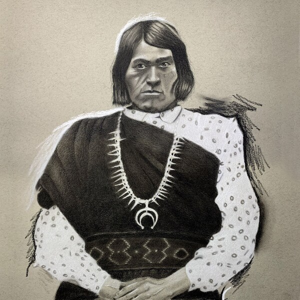 We'Wha | Historical Two-Spirit Person | Charcoal Drawing by Transgender Artist | Art Print in Black and White | US LGBTQIA Historical Figure