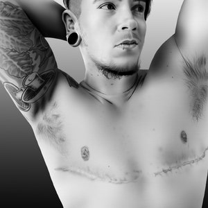 Drawing of Trans Man | Black and White Art Print | Artwork by a Trans Queer LGBTQ FTM F-T-M Transmasc Transmasculine Artist