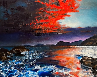 Recovering | Painting of Stormy California Coast | By Californian Artist Arien Reed