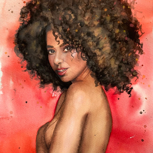 Black Trans Girl Magic, Watercolor Painting by Transgender Artist | Art Print in Color Queer lgbtq Woman POC BIPOC African American MTF