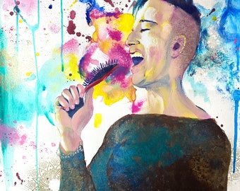 Jeffrey Marsh | Mixed Media Watercolor Painting of Non-Binary Person by Disabled, Trans Artist Arien Reed