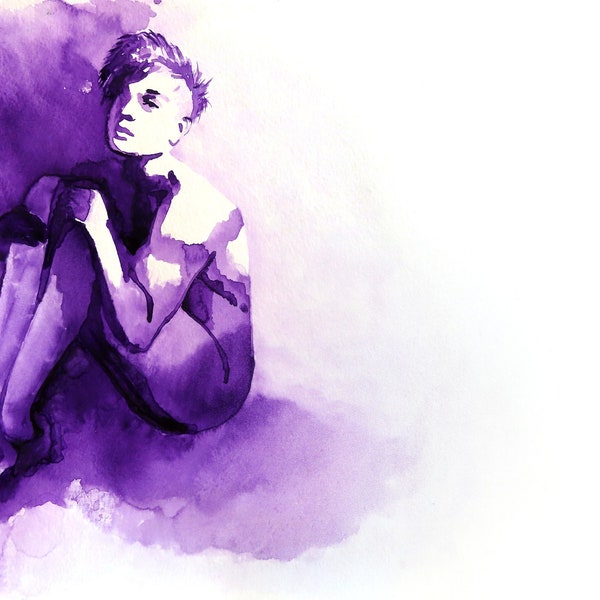 Watercolor of Non-Binary Person by Transgender Artist | Art Print in Color | Queer LGBTQ Non-binary Portrait