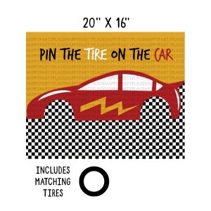 Racing Party Games, Pin the Tire on the Race Car, Race Track Party Theme, Car Party Instant Download Party Game, DIY Printable Party Games