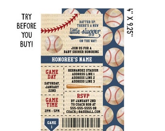 Baseball Ticket Babypartyeinladung, Baseball Thema Party Einladungen, Vintage Baseball lädt ein, druckbare Baseball Ticket Party einladen