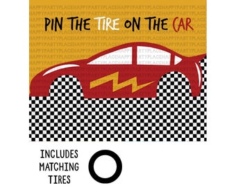 Racing Party Games, Pin the Tire on the Race Car, Race Track Party Theme, Car Party Instant Download Party Game, DIY Printable Party Games