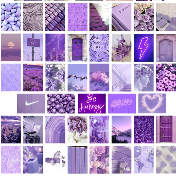 50PC Assorted Purple Aesthetic Art Prints, Trendy Purple Wall Prints, Purple Dorm Decor, Purple Aesthetic Wall Decor, Printable Wall Collage