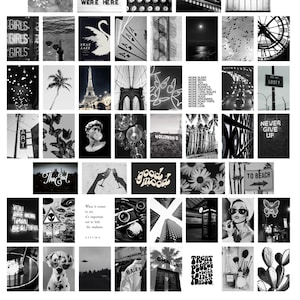 50PC Black and White Aesthetic Wall Art, Trendy Classic Prints, Black and White Dorm Prints, Black Wall Collage, Black Aesthetic Wall Decor