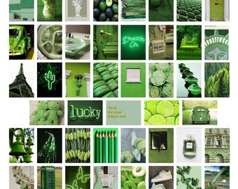 50PC grüne ästhetische Wandkunst, trendige grüne Drucke, grüne Wohnheimdrucke, grünes Vision Board, grüne ästhetische Wanddekoration, grüne Wandcollage