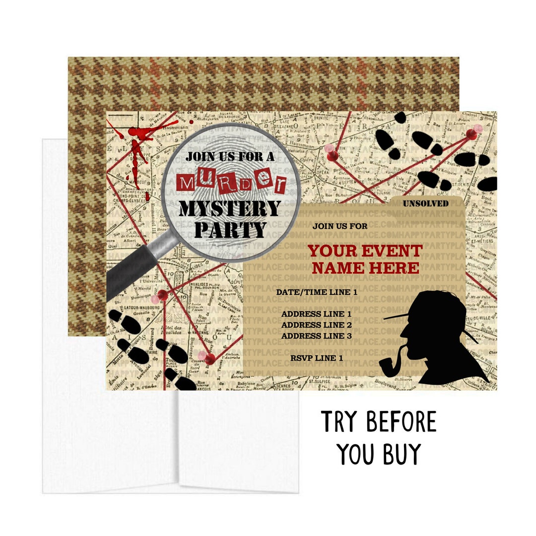 Murder Mystery Party, Murder Mystery Dinner, Murder Mystery Invitation