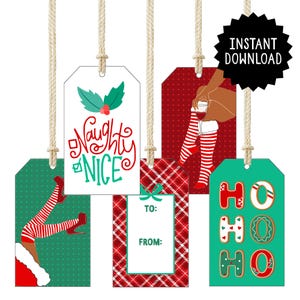 Instant Download Printable Naughty Christmas Gift Tags, Funny Naughty Holiday Gift Tags, Naughty List Gift Name Tags, DIY Holiday Gift Tags