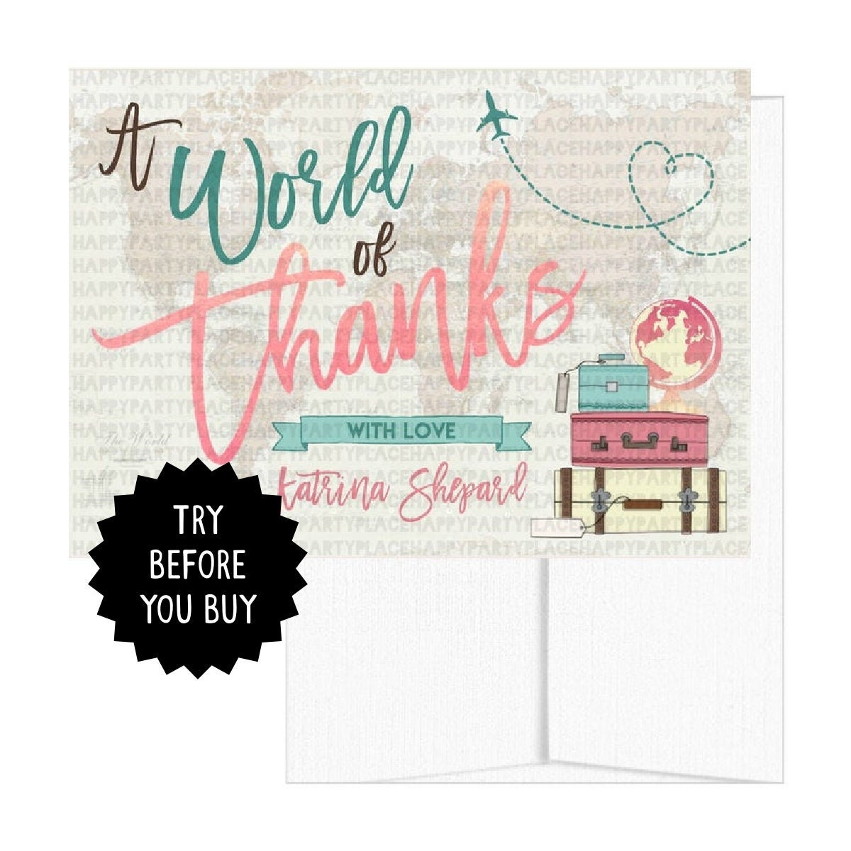 A World of Thanks Thank You Card Traveling From Miss to Mrs - Etsy
