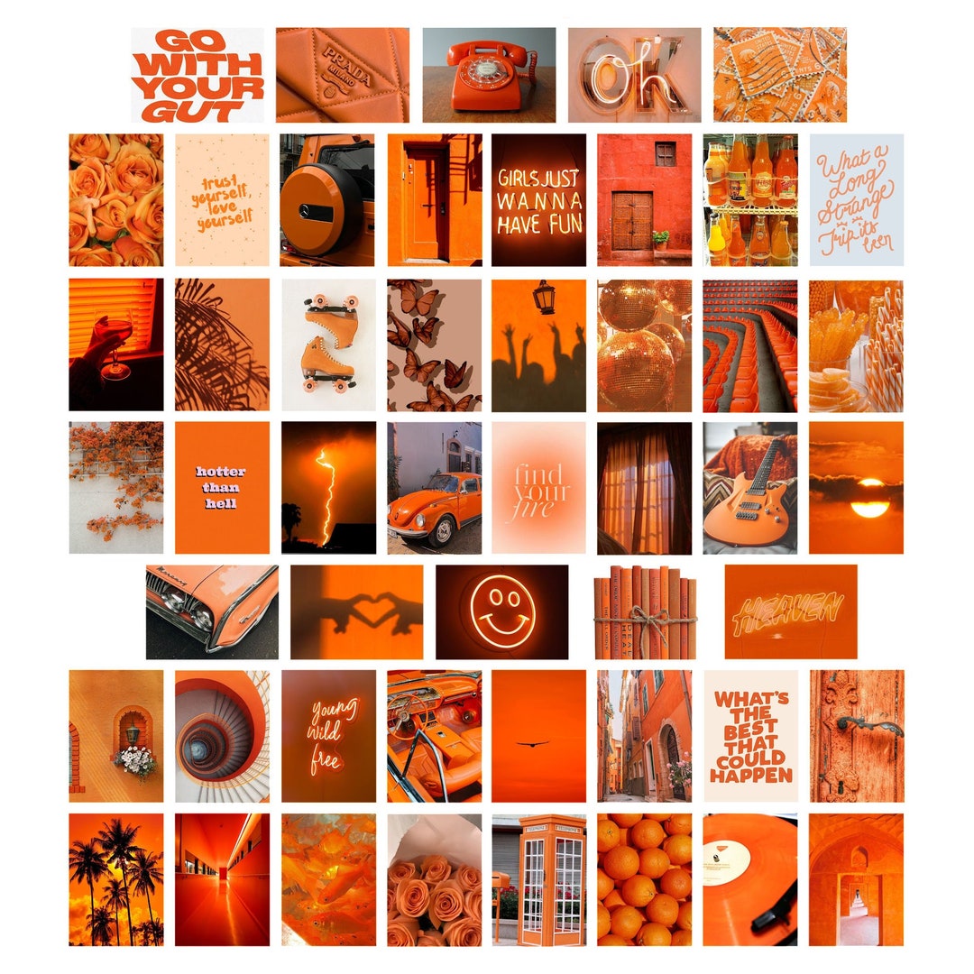 50PC Assorted Orange Aesthetic Art Prints Trendy Orange Wall Etsy